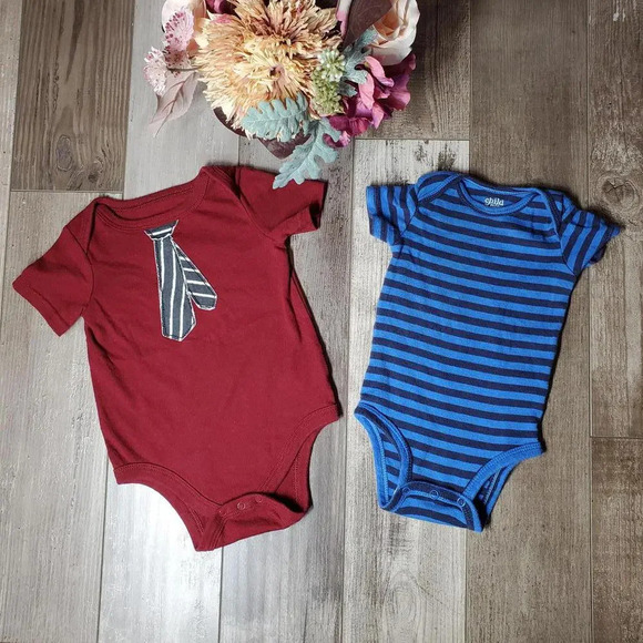 Baby Boy Size 3-6M Bodysuit Bundle | Burgundy and Blue | Circo & Carter's - Picture 1 of 11